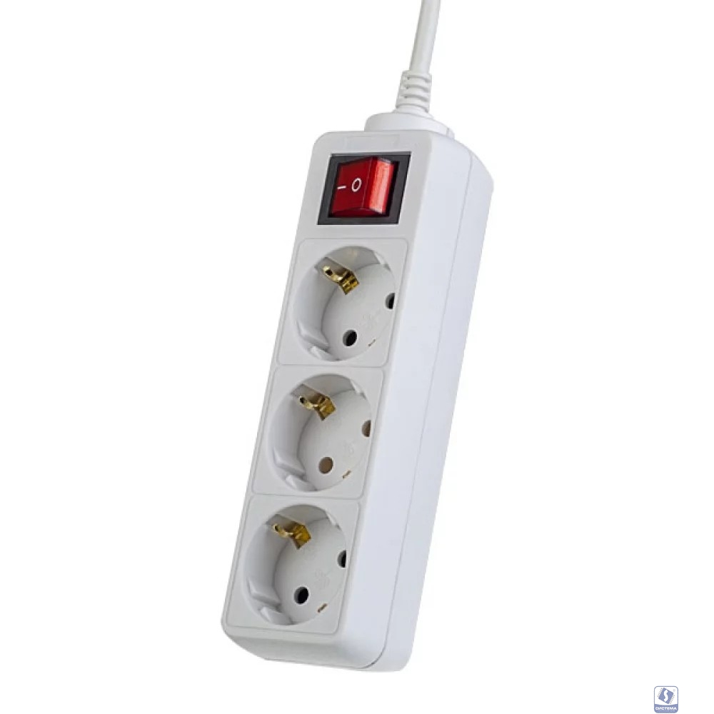 Perfeo Сетевой удлинитель с кнопкой "POWERMATE", PF_A4681 (5,0м, 3 розетки, белый (PF-PM-3/5,0-W))