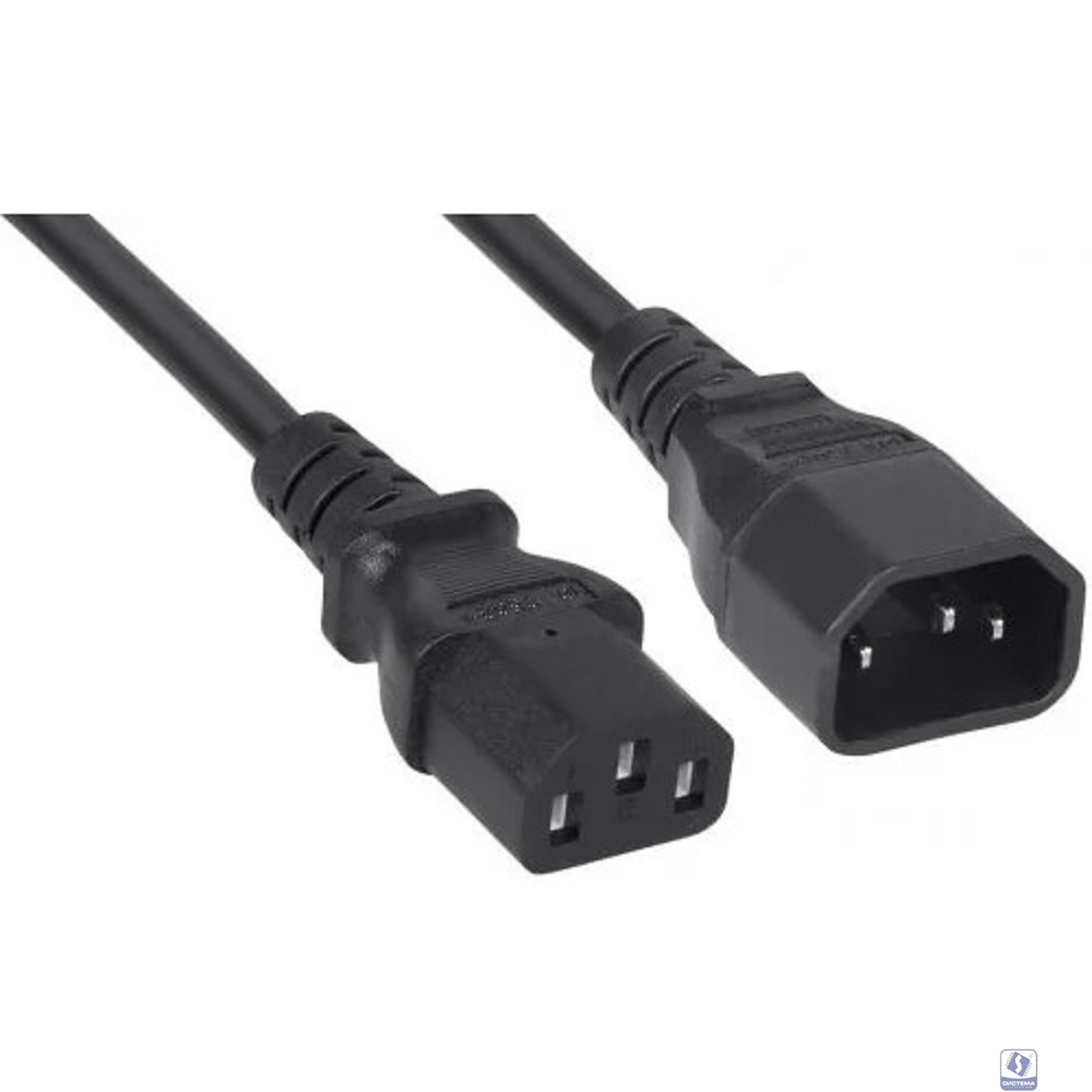 Кабель питания Filum ПВС-АП 3x1.0 С13 - C14, 220/250В, 10А, чёрный, 1м [FL-PC-C13/C14-C1-1.0-BK]