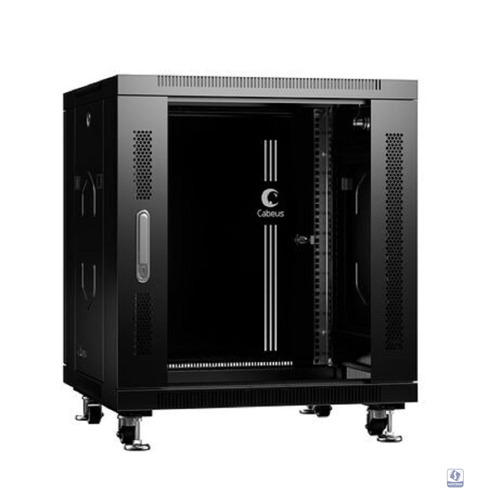 CABEUS SH-05C-12U60/80-BK ШКАФ МОНТАЖНЫЙ ТЕЛЕКОММУНИКАЦИОННЫЙ 19" НАПОЛЬНЫЙ ДЛЯ РАСПРЕДЕЛИТЕЛЬНОГО И СЕРВЕРНОГО ОБОРУДОВАНИЯ 12U 600X800X730MM (ШХГХВ) ПЕРЕДНЯЯ СТЕКЛЯННАЯ И ЗАДНЯЯ СПЛОШНАЯ МЕТАЛЛИЧЕСК