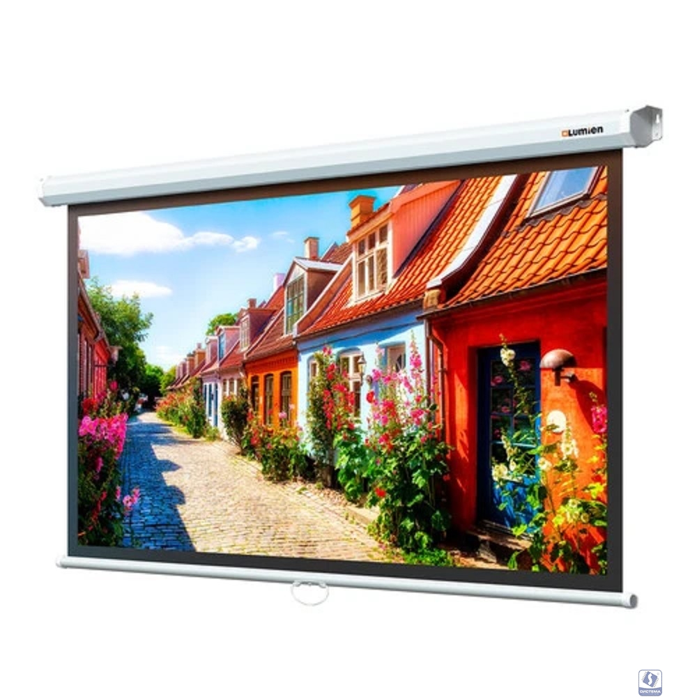 Lumien Eco Picture [LEP-100117] Настенный экран  142х200см (рабочая область 109х194 см) Matte White верх.кайма 30 см, восьмигранный корпус, возможность потолочн./настенного крепления, уровень в компле