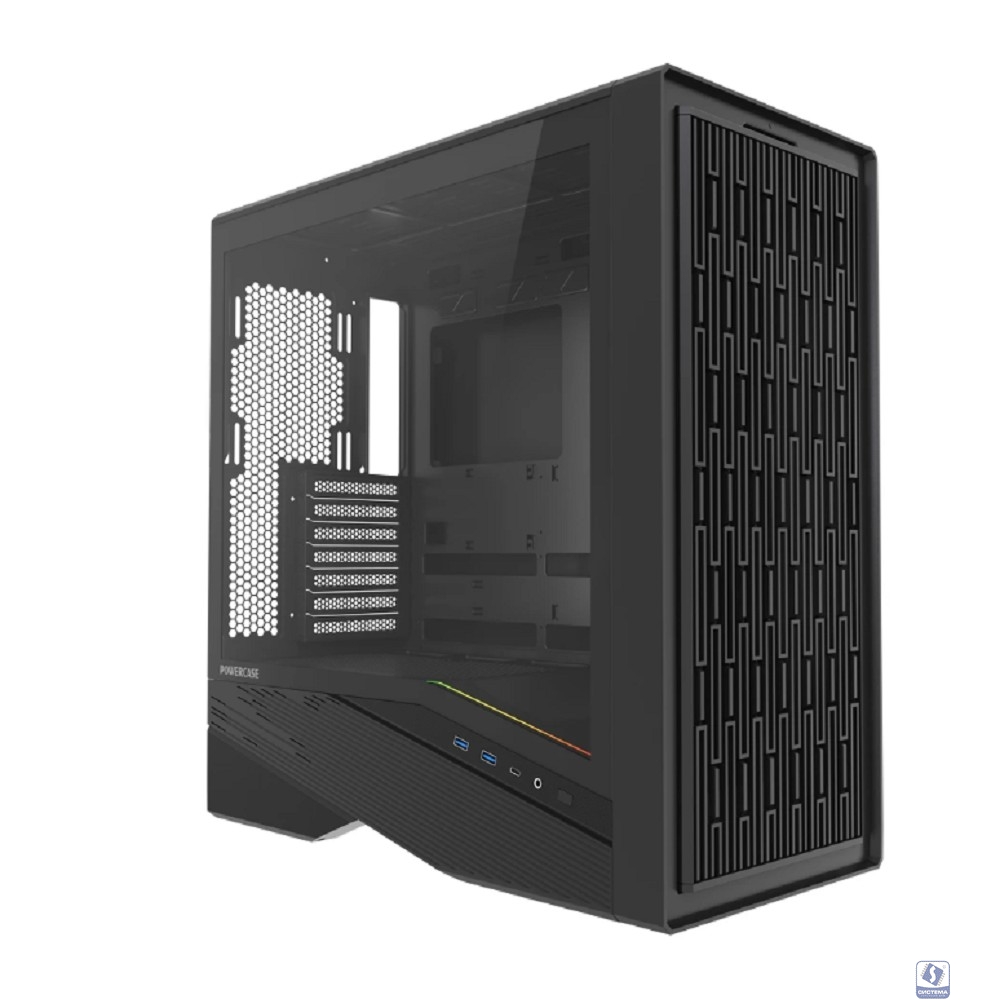 Powercase Корпус Intro, TG, Type-C, W/O Fans, чёрный, ATX  (CJ235IB-F0)