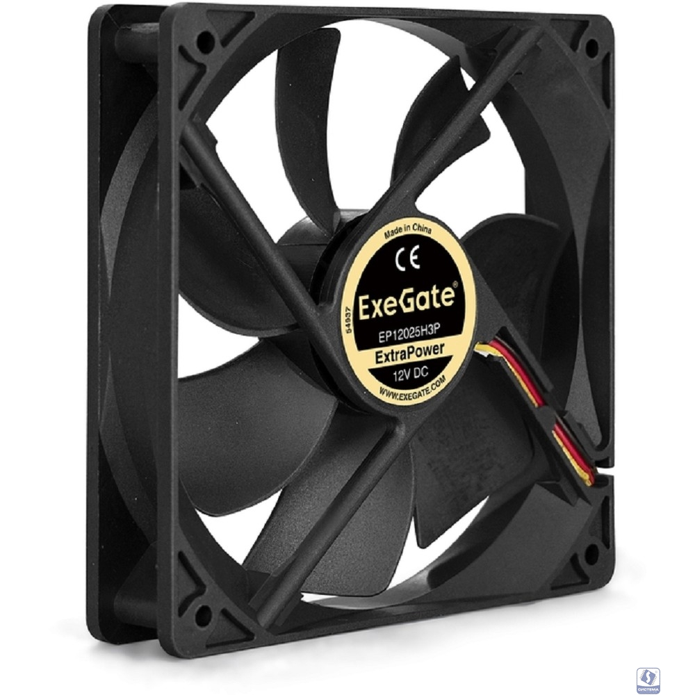 Exegate EX283387RUS Вентилятор ExeGate ExtraPower EP12025H3P, 120x120x25 мм, гидродинамический, 3pin, 1800RPM, 27dBA