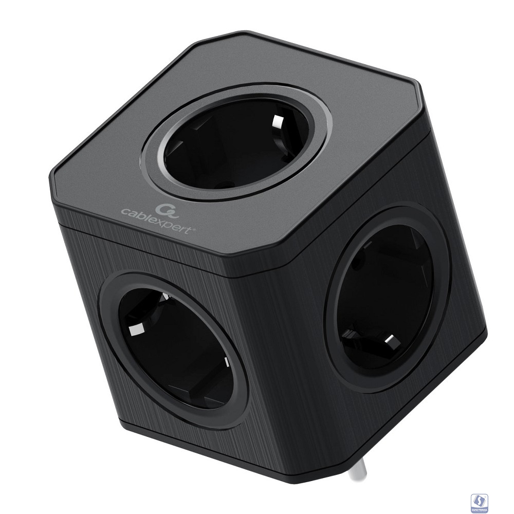 Cablexpert Тройник CUBE-5-16-B  Tower (5р, 16А, заземл, ) черный, коробка 				