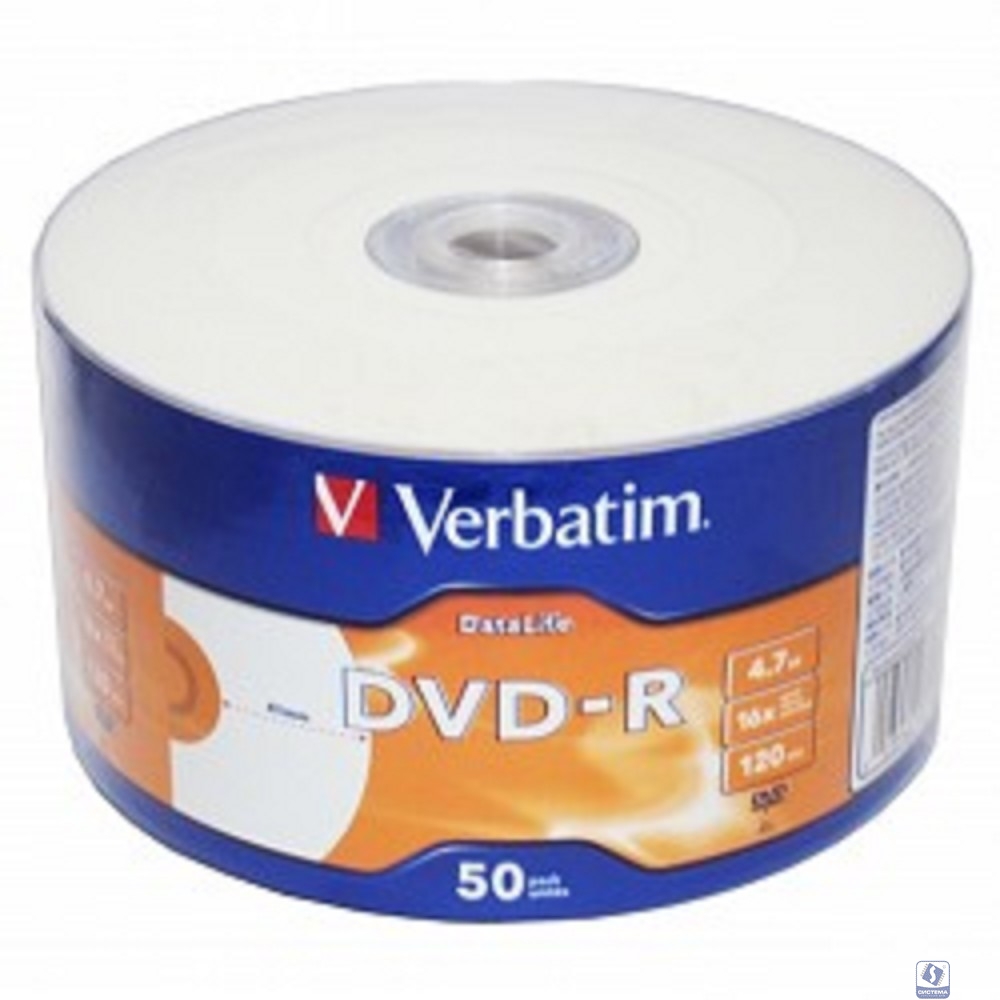 Verbatim Диск DVD-R 4.7Gb 16x bulk (50шт) Printable (43793)