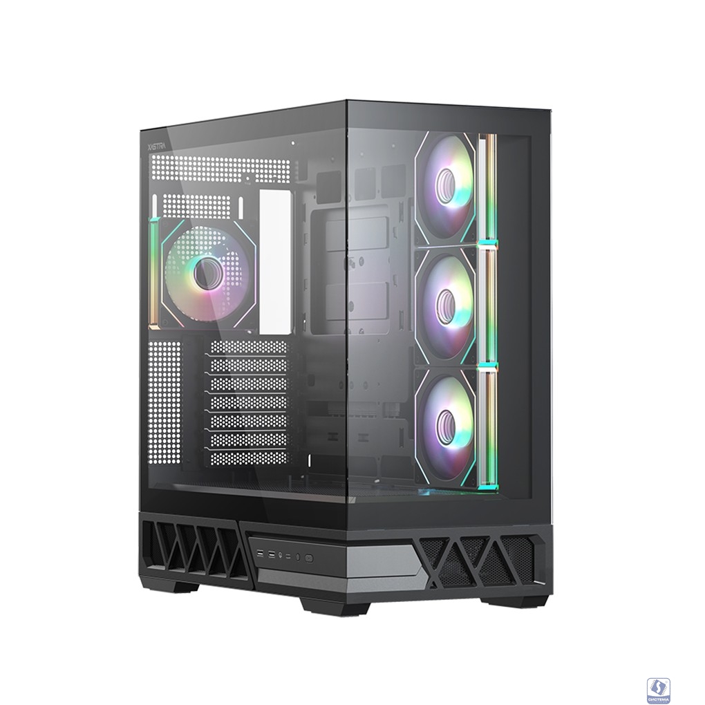 XASTRA Корпус Q700 7ARGB-C10-UC Black ATX/Aquarium/Screewless/7x120mm ARGB PWM mirror fans/Argb+PWM HUB 10port/Type C Q700-7FM12A-C10-UC