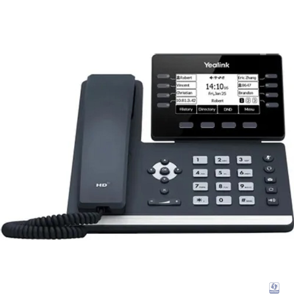 YEALINK SIP-T53W SIP-телефон, экран 3.7", 12 SIP аккаунтов, Wi-Fi, Bluetooth, Opus, 8*BLF, PoE, USB, GigE, БЕЗ БП