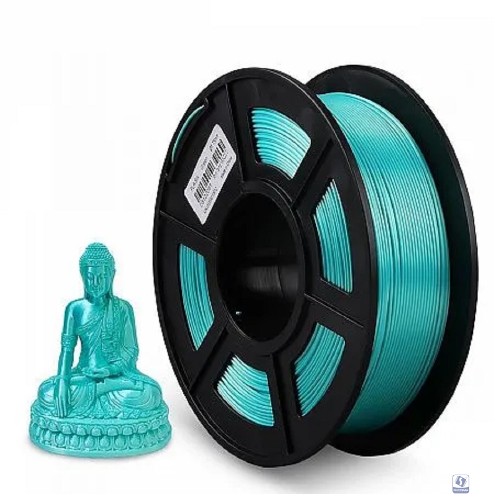 Филамент NVPRINT Silk PLA+ Green для 3D печати диаметр 1.75мм  длина 330 метров  масса 1 кг
