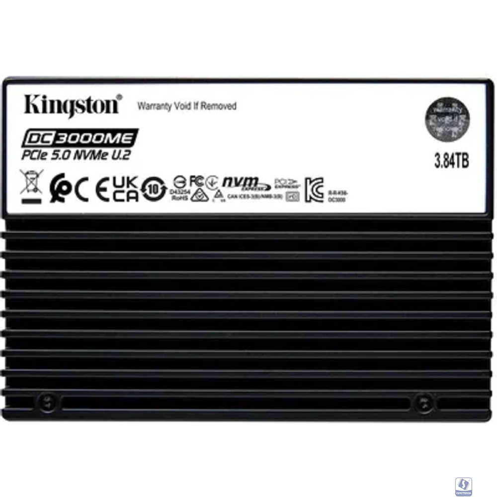 Твердотельный накопитель/ Kingston SSD DC3000ME 3840GB, U.2(2.5" 15mm), NVMe, PCIe Gen 5x4, 3D TLC, R/W 14000/5800MB/s, IOPs 2 700 000/300 000, TBW 7008, DWPD 1 (12 мес)