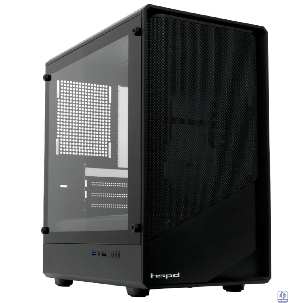 Case HSPD M331, Mesh Mini-tower, Black, TG, 0.4 SPCC, no fans mATX, mITX 175/329/170mm 1x2.5", 2x3.5", 4xPCI 1xUSB-A 3.0, 1xUSB-A 1.0 370x220x408mm