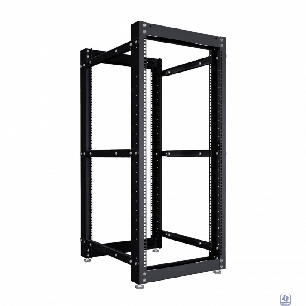 NTSS Стойка серверная NTSS OR двухрамная 52U 600-1000мм, комплект ножек, черный RAL 9005 NTSS-2POR52U/600-1000-BL