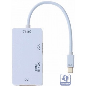 ORIENT Кабель-адаптер C320 4Kx2K Mini DP1.2 M -> HDMI / DVI/ VGA, длина 0.2 метра, белый (30982)