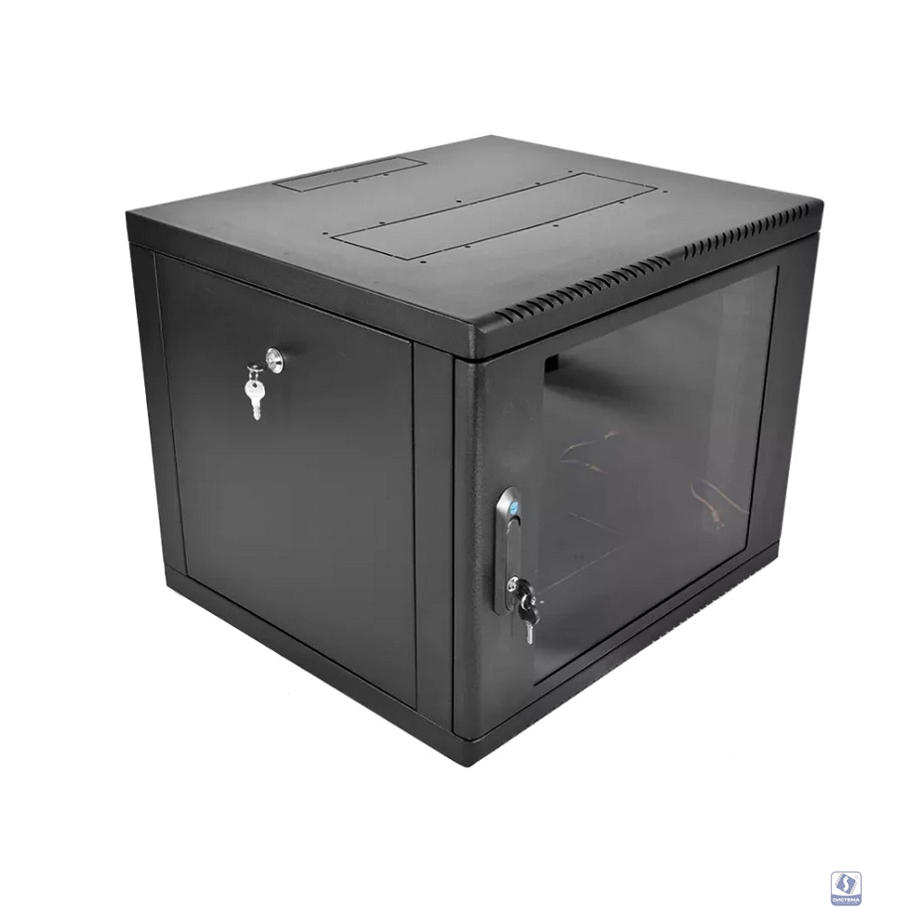 ЦМО Шкаф телекоммуникационный настенный разборный 9U (600 х 520), съемные стенки, дверь стекло, черный(ШРН-М-9.500-9005)