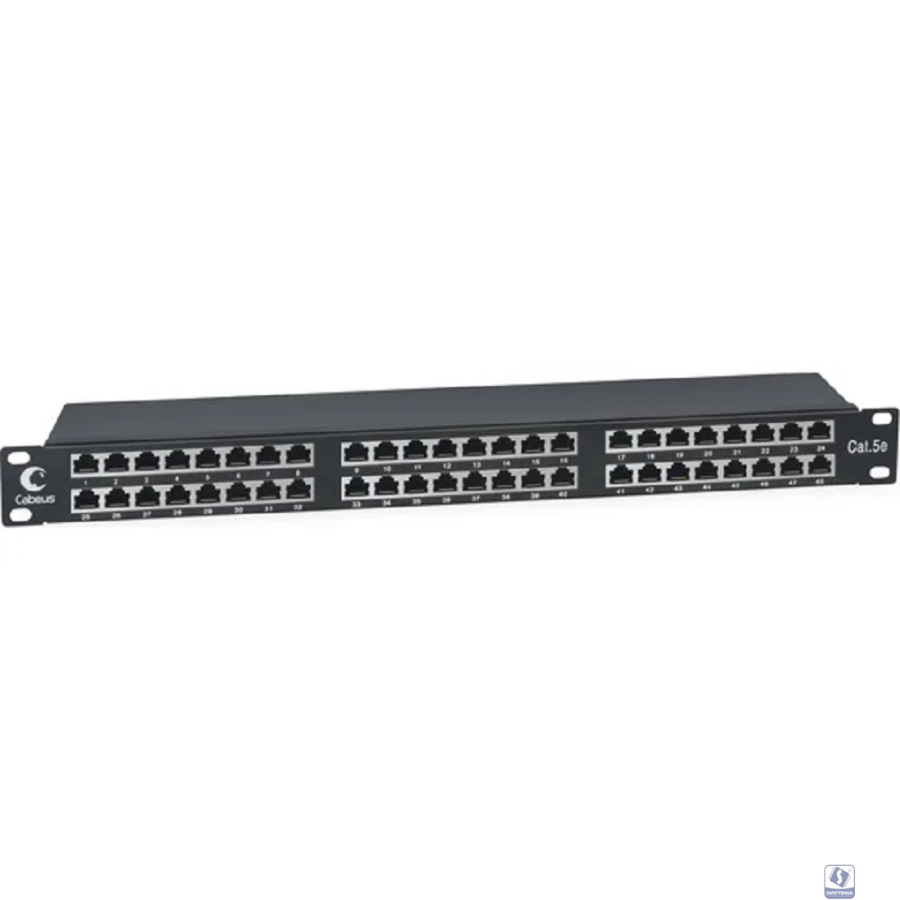 Cabeus PLHD-48-Cat.5e-SH-Dual IDC-1U Патч-панель высокой плотности 19" Высота (1U), 48 портов RJ-45, категория 5e, полностью экранированная, Dual IDC