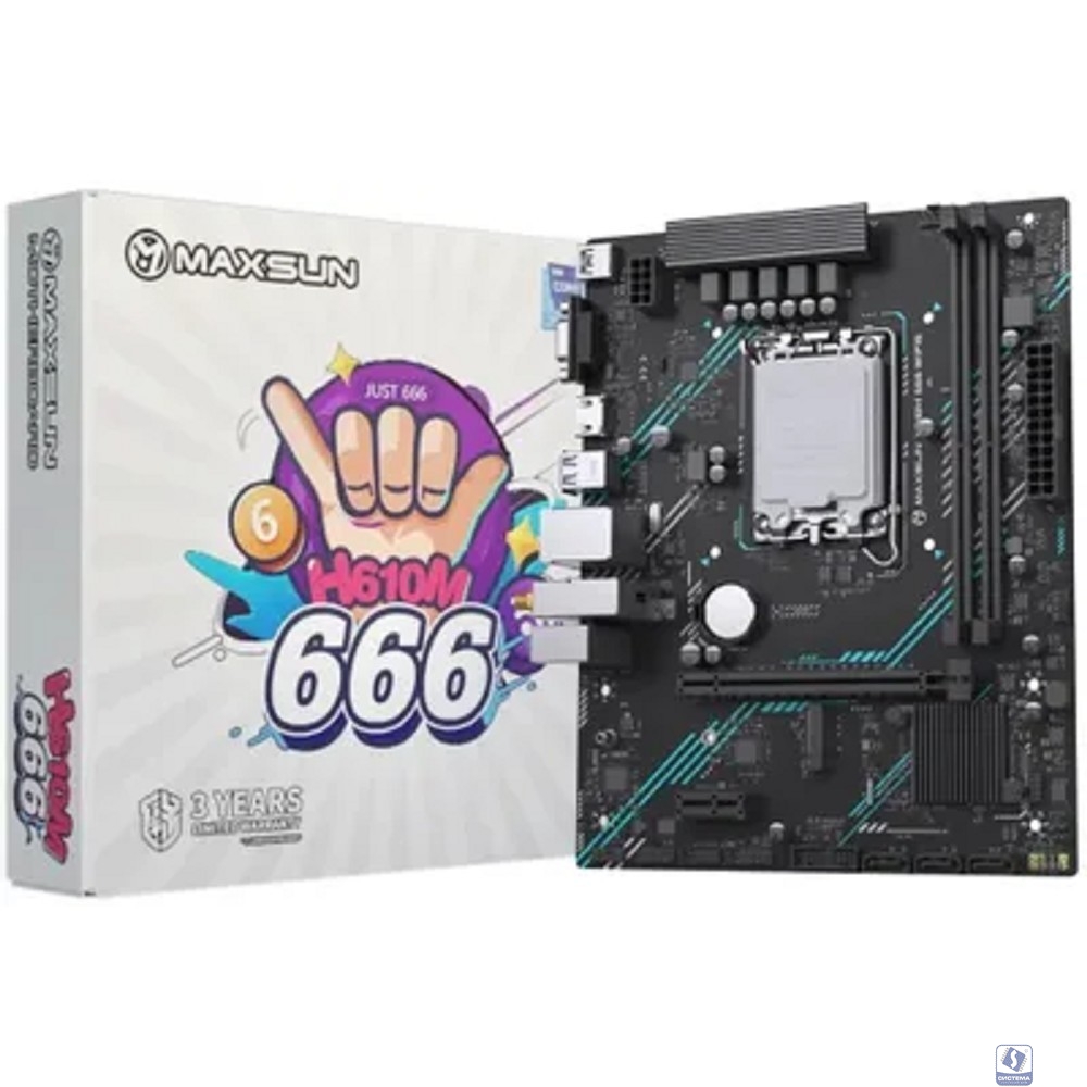 MAXSUN MS-H610M 666 WIFI6 D5 (Socket 1700, mATX, 2*DDR5, VGA/HDMI, 4*SATA3, 1*M.2, 1*PCIEx16/1*PCIEx1, 4*USB2.0, 2*USB 3.2 Gen1, LAN 1*1G, Bluetooth,  Wi-Fi 802.11ax, RTL)