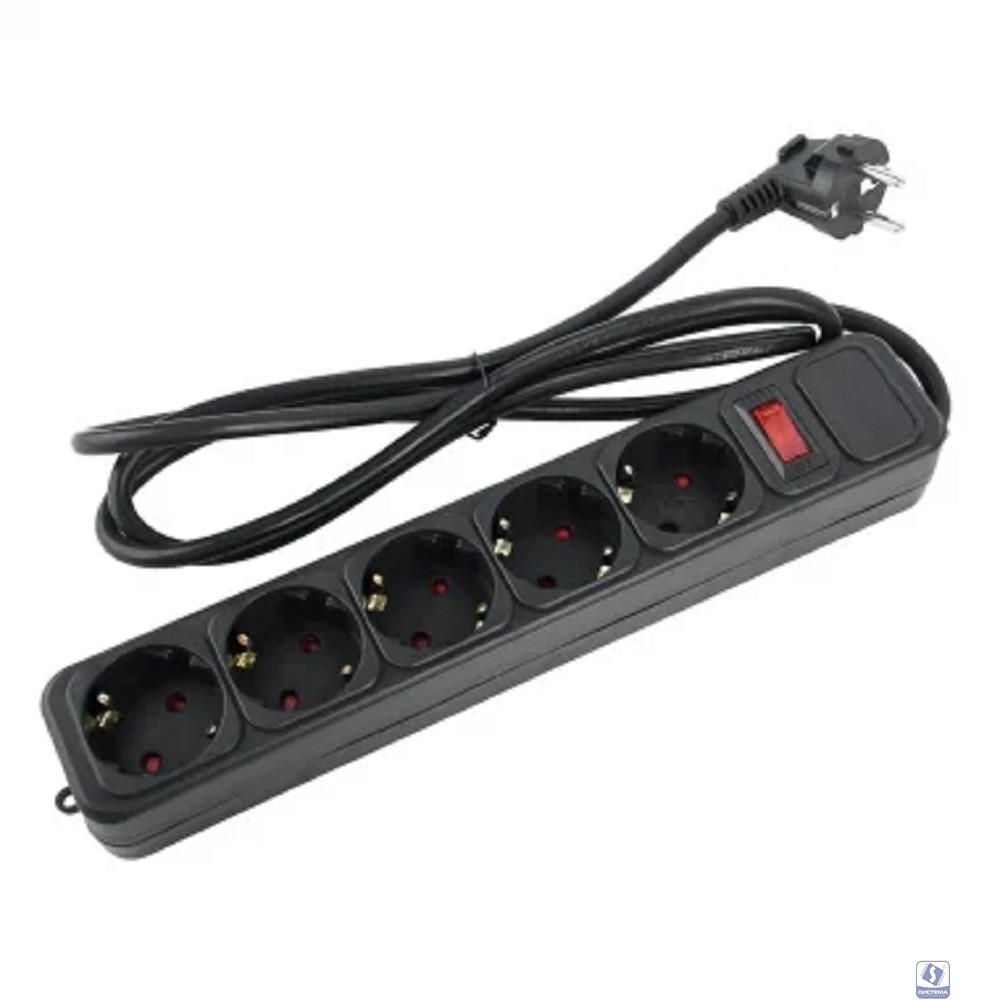 Perfeo сетевой фильтр "REAL POWER", 5,0м, 5 розеток, 16А, 3500 Вт, тройная защита, черный. [PF_E1503]