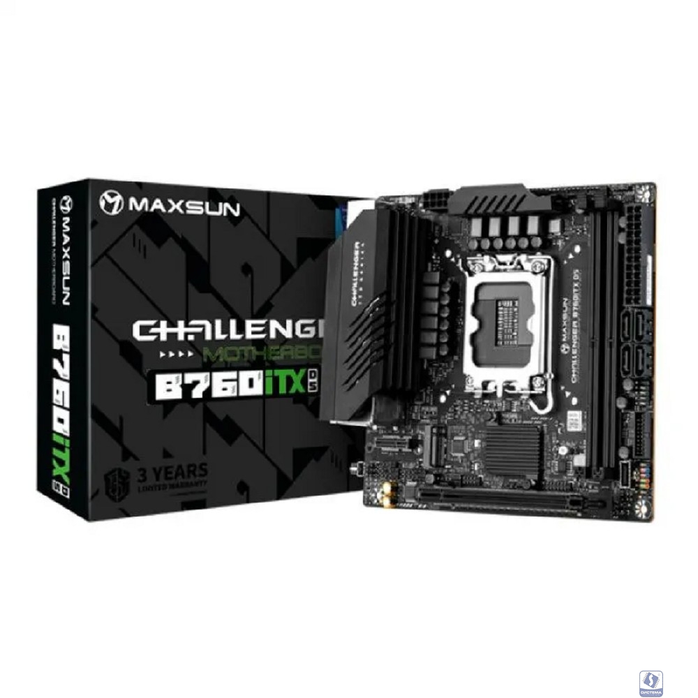 MAXSUN MS-Challenger B760ITX D5 (Socket 1700, mini-ITX, 2*DDR5, 2*HDMI/2*DP, 4*SATA3,  2*M.2, 1xPCI-E x16,  4*USB 2.0,  2 x USB 3.2 Gen1, LAN 1*1G/1*2.5G,  RTL)