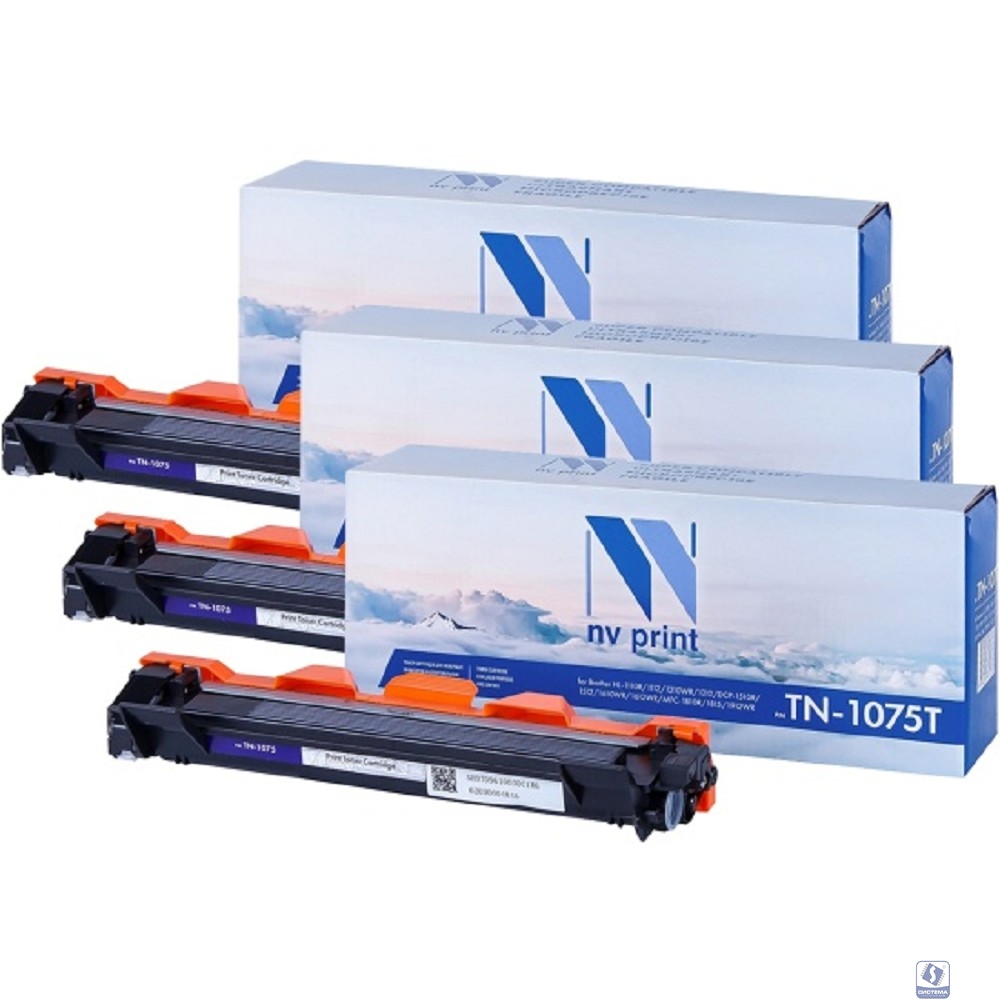 Картридж NVP совместимый NV-TN-1075T-SET3 для Brother HL-1110R/ HL-1112R/ DCP-1510R/ DCP-1512R/ MFC-1810R/ MFC-1815R/ HL-1210WR/ HL-1212WR/ DCP-1610WR/ DCP-1612WR/ MFC-1912WR (1000k) (3 шт)