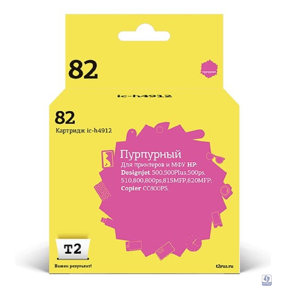 T2 C4912A  Картридж №82 для HP DesignJet 500/510/800/815MFP/820MFP/CC820PS, пурпурный