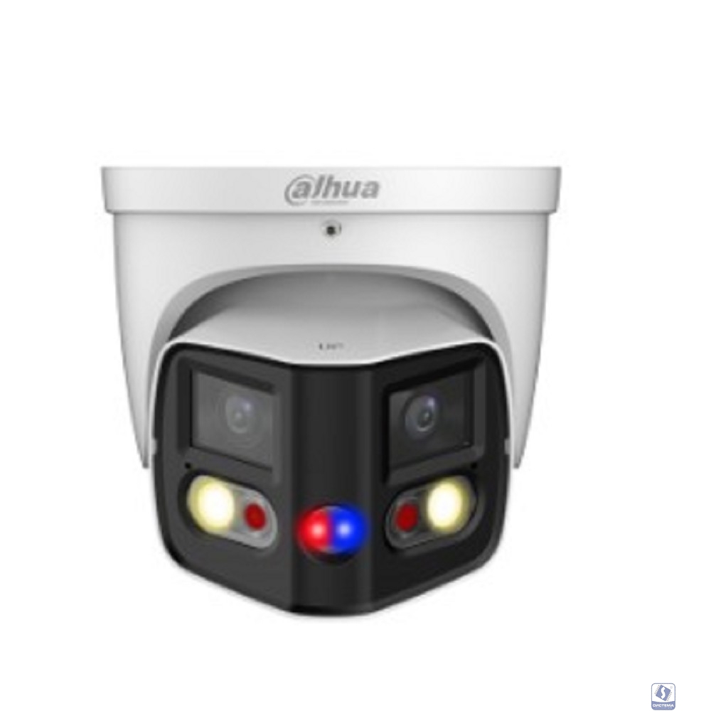 DAHUA DH-IPC-PDW3849P-A180-E2-AS-PV-0280B Уличная купольная IP-видеокамера DUO с ИИ и активным сдерживанием 2x 4Мп, 1/2.7” CMOS, моторизованный объектив 2.8мм, видеоаналитика, ИК 25м, LED 20м