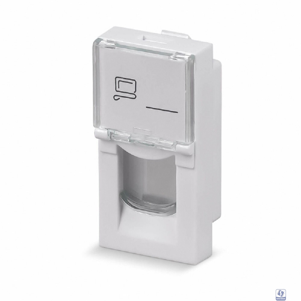 Rexant (03-0160) Вставка Mosaic 22,5x45, на 1 порт с прозрачной шторкой и увеличенным окном маркировки, белая