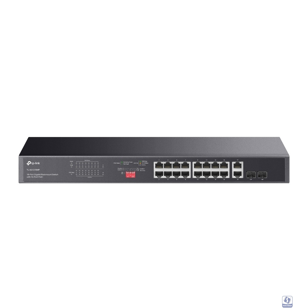 TP-Link TL-SG1218MP Коммутатор с 16 гигабитными портами PoE+ и 2 комбинированными портами RJ45/SFP