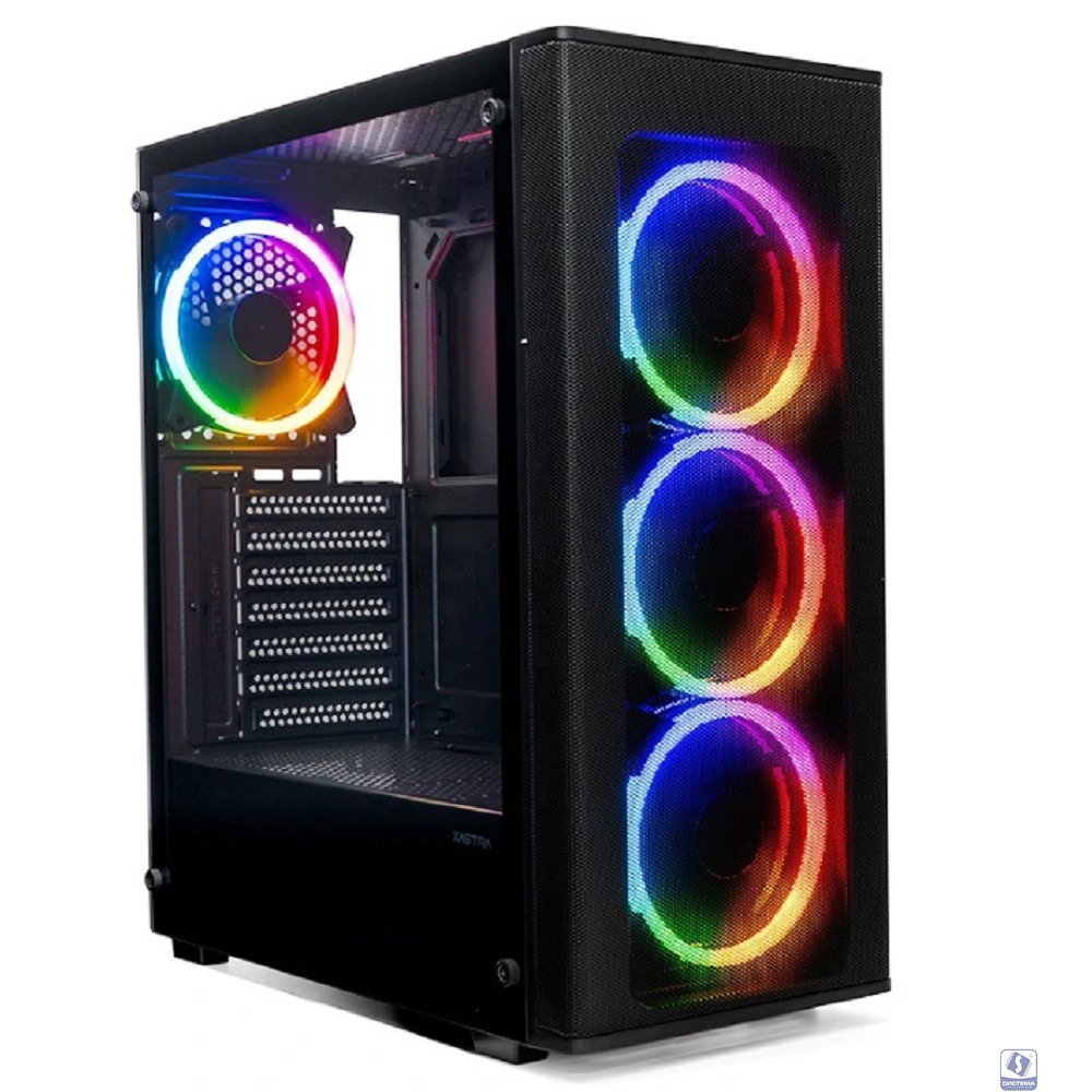 XASTRA Корпус A300 4FRGB  Black ATX/Mesh/ full-size TG / 4x120mm FR120-FRGB fans/ A300-4FR12F