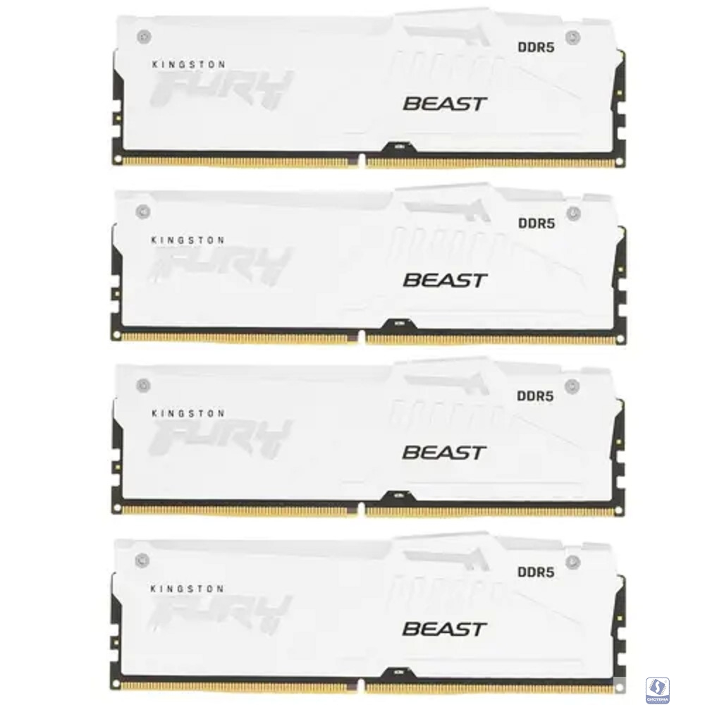 Память оперативная/ Kingston 64GB 6000MT/s DDR5 CL40 DIMM (Kit of 4) FURY Beast White RGB XMP