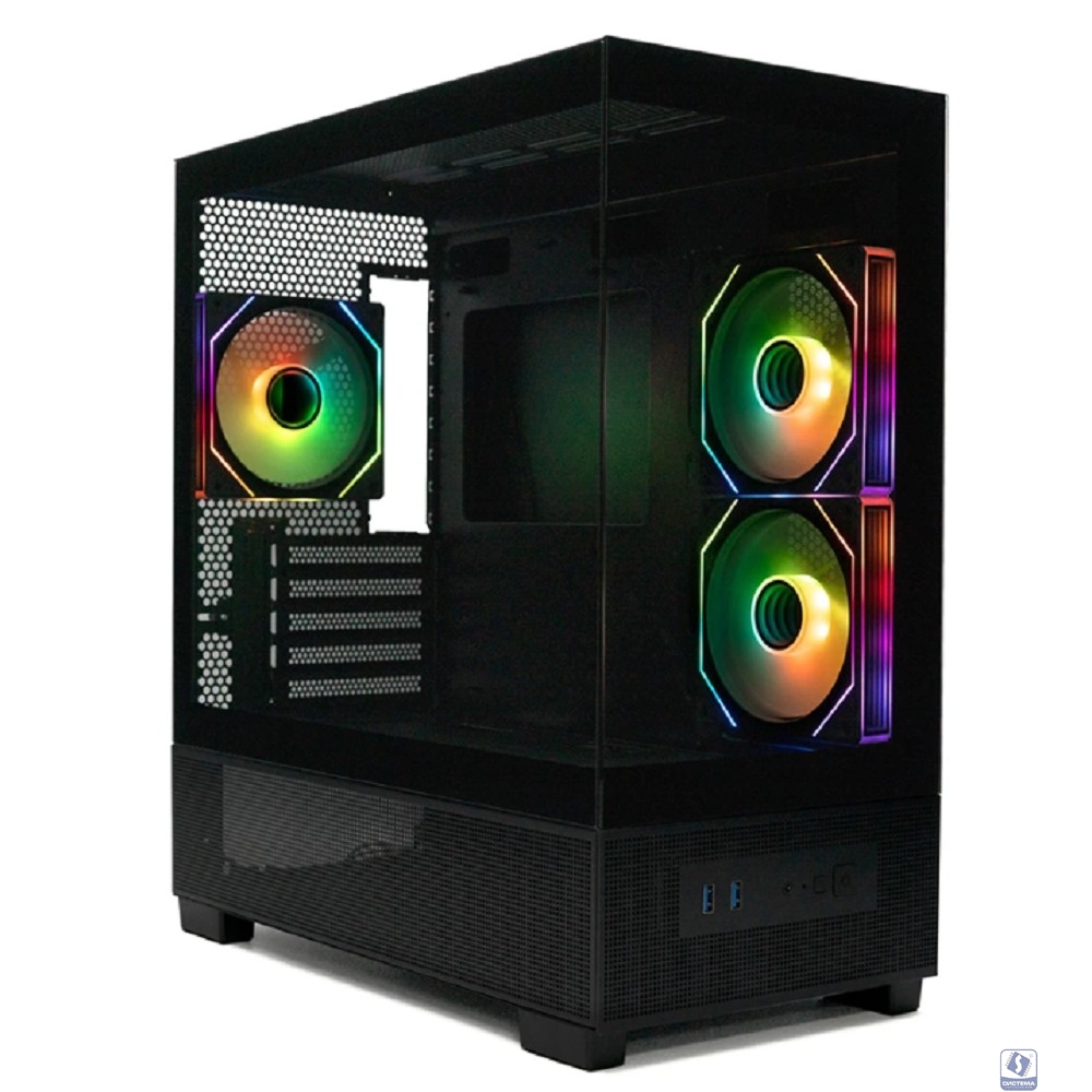 XASTRA Q500M 3ARGB-C10 Black mATX/Aquarium/Screewless/ 3x120mm ARGB PWM FM fans/Argb+PWM HUB 10port/ Q500M-3FM12A-C10