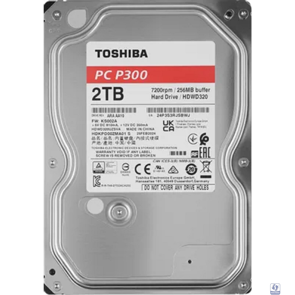 Жесткий диск Toshiba P300 HDWD320UZSVA,  2ТБ,  HDD,  SATA III,  3.5"