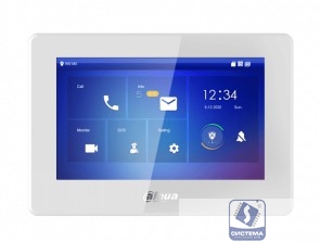 DAHUA DHI-VTH5421HB-W Монитор видеодомофона IP 7-и дюймовый с WiFi 2.4ГГц, черный, ёмкостной сенсорный экран, поддержка micro-SD до 64Гб, питание DC 12В
