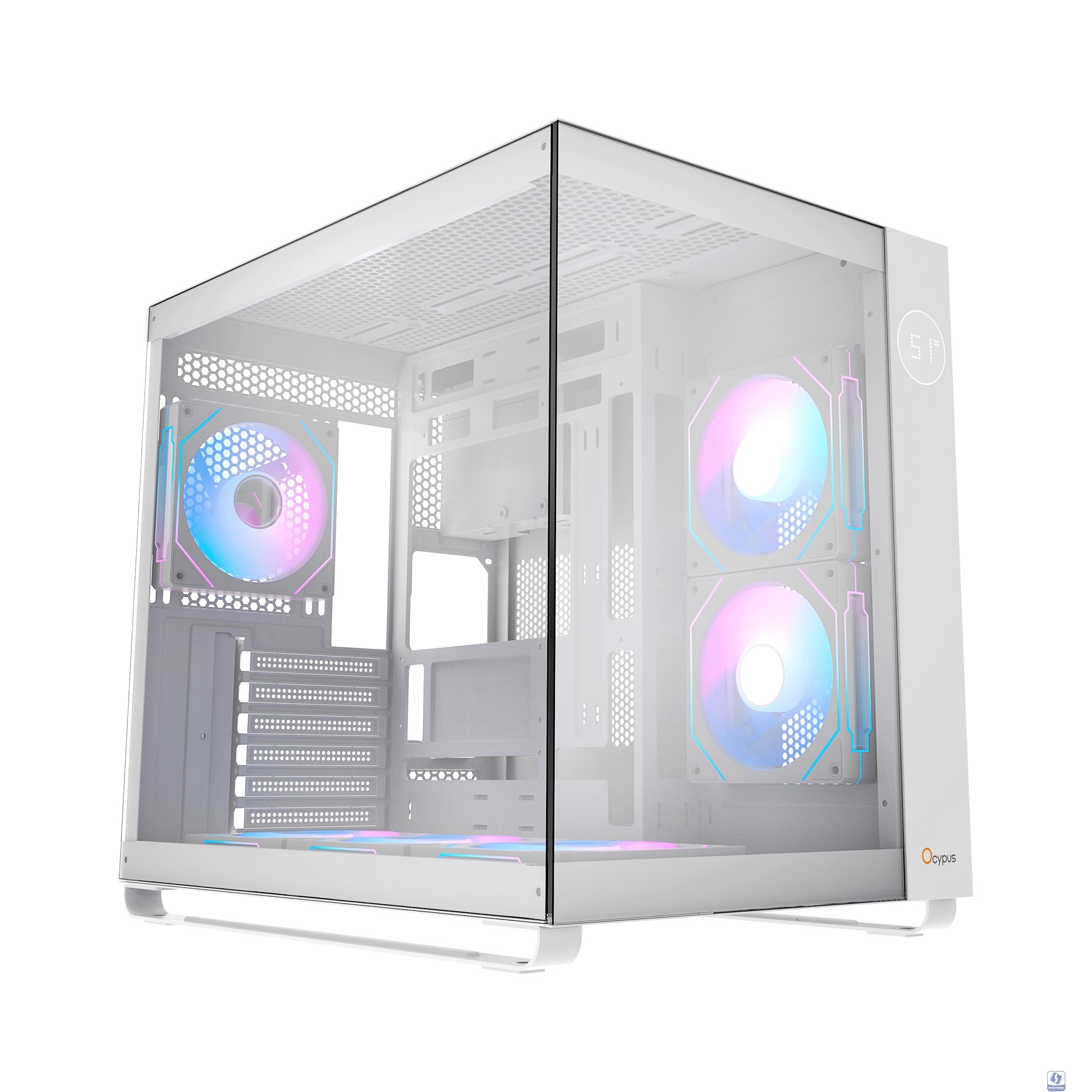 Case Ocypus Iota C70 WH ARGB ATX / win / white / 6 ARGB fans / no PSU / Tempered Glass