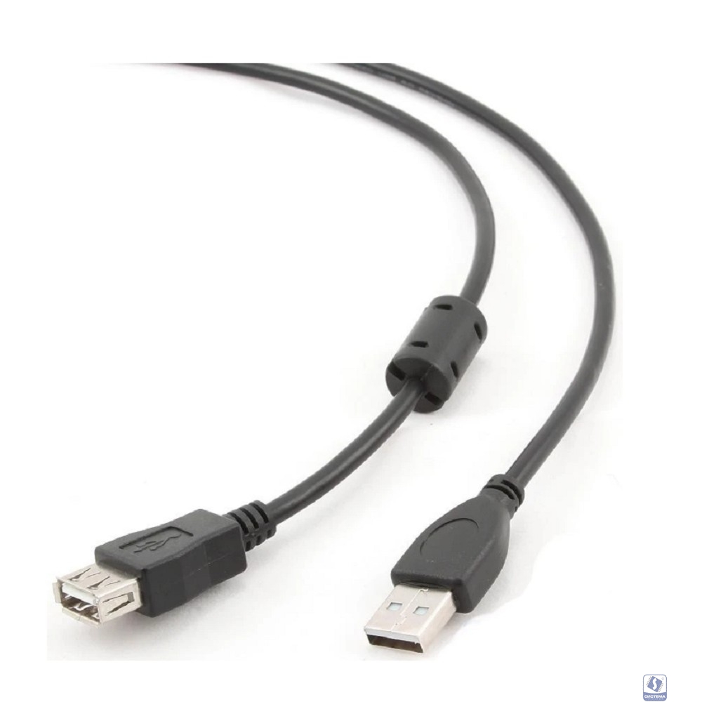 Bion Кабель удлинительный USB 2.0 AM/AF, позолоченные контакты, ферритовые кольца, 1.8 м, черный [BXP-CCF-USB2-AMAF-018]