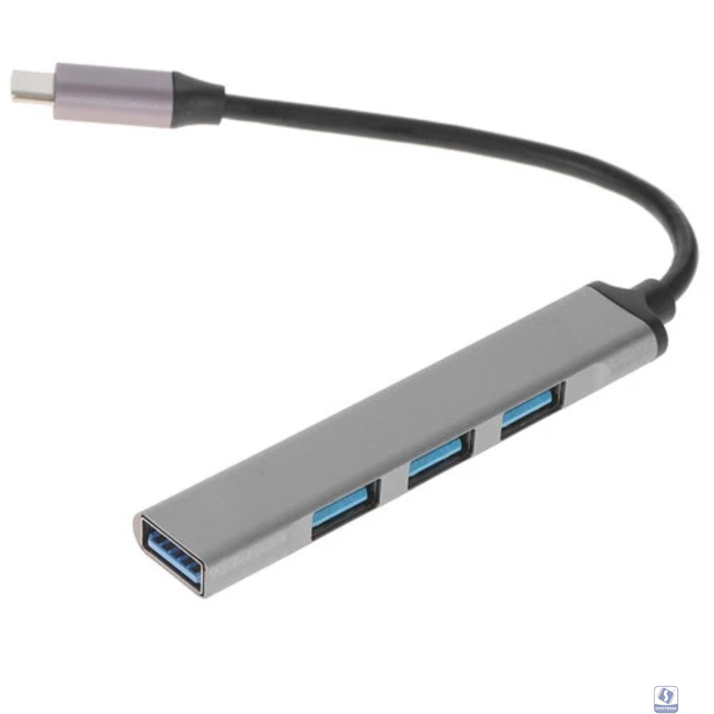 ORIENT CU-323, Type-C USB 3.0 (USB 3.1 Gen1)/USB 2.0 HUB 4 порта: 1xUSB3.0 + 3xUSB2.0, USB штекер тип С, алюминиевый корпус, серебристый (31235)
