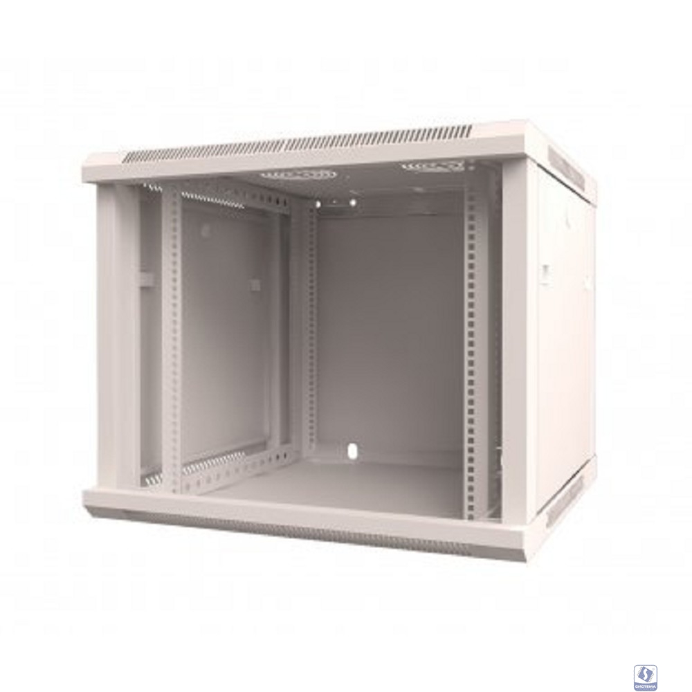 Rexant (04-0966-111) Настенный шкаф 19" 9U 600х600х501 (ШхГхВ), дверь стекло, металлическая задняя стенка, боковые съемные стенки, RAL 7035