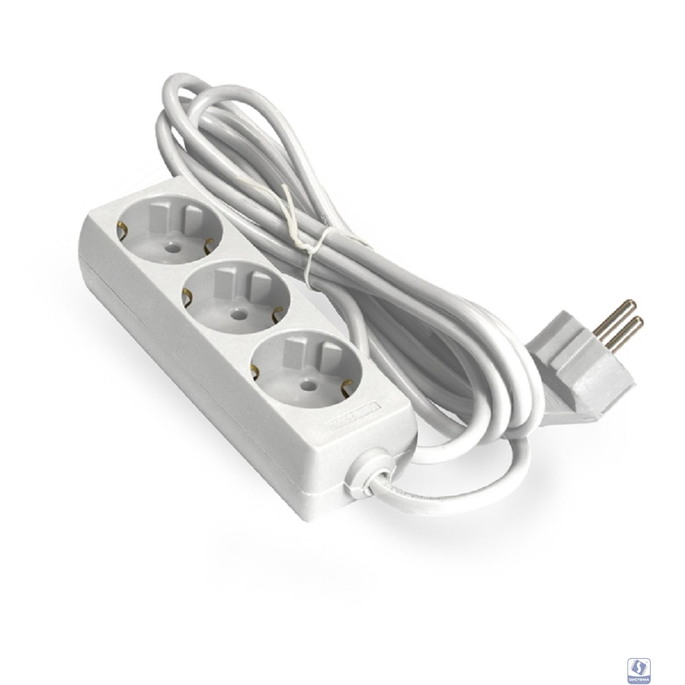 Exegate EX285806RUS Удлинитель ExeGate ECE-3-3W (3 евророзетки с заземлением, 3м, белый)