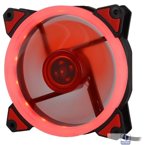CROWN Вентилятор для компьютерного корпуса CMCF-12025S-1230 (120*120*25мм;Красное LED кольцо;1500 об/мин;35CFM;20Дб;Подшипник скольжения;3pin+MOLEX(папа-мама) 40+10см)