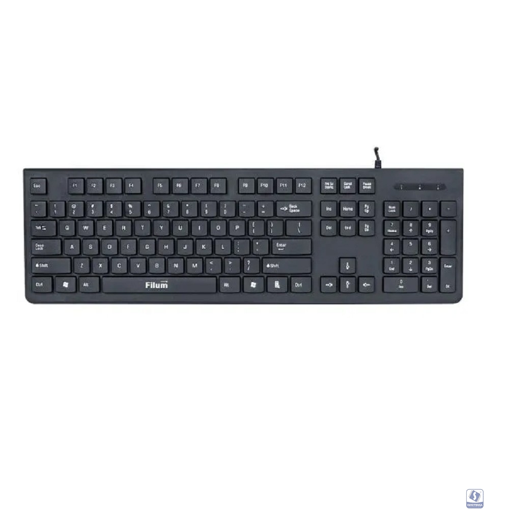 Клавиатура Filum FL-KB20-BK USB 104 кл., мембранная, черная, Windows XP/Vista/7/8/10, MacOS	
