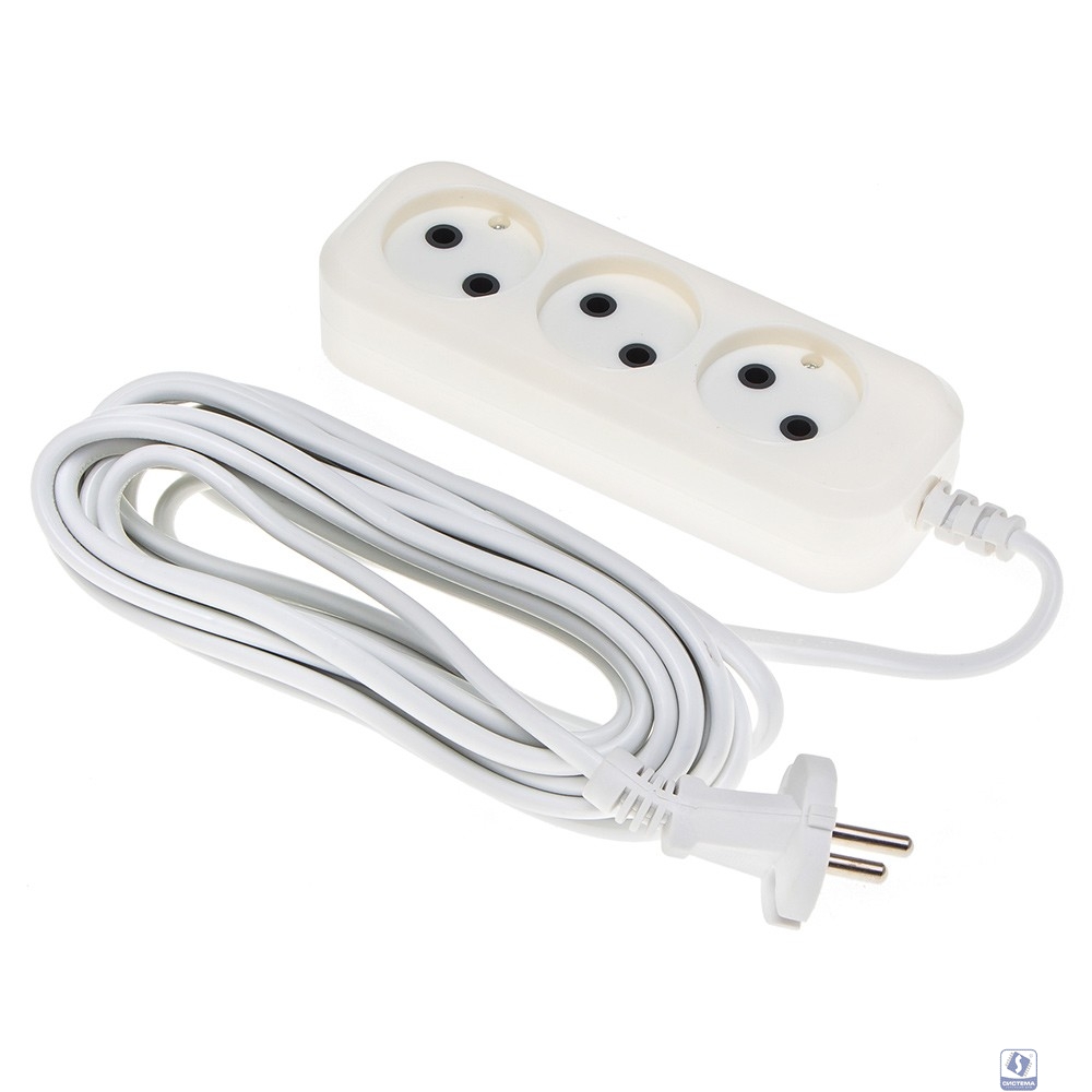 BURO Сетевой удлинитель 3 розетки, 5 метров, (BU-PSL3.5/W), белый (пакет ПЭ) 