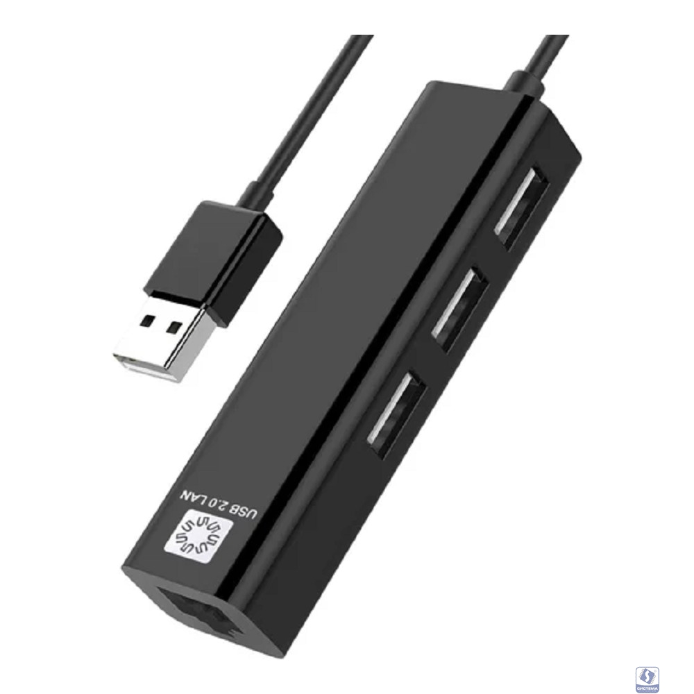 5bites Кабель-адаптер UA2-45-06BK USB2.0 сетевая карта / 3*USB2.0 / RJ45 100MB / BLACK
