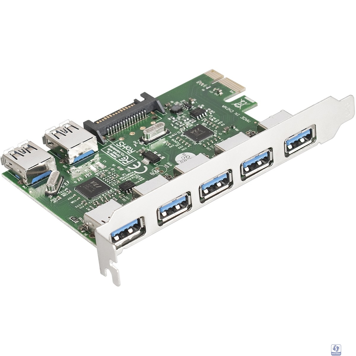 Exegate EX283717RUS Контроллер EXE-317 PCI-E 2.0, 5*USB3.0 ext + 2*USB3.0 int, разъем доп.питания (OEM)