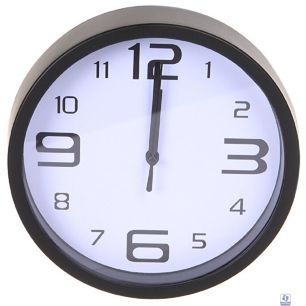 Perfeo Настенные часы "PF-WC-001", круглые д. 20 см, чёрный корпус / белый циферблат