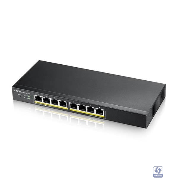 Zyxel GS1915-8EP-EU0101F Коммутатор NebulaFlex  Hybrid Smart L2 PoE+ Switch, 8xGE PoE+, Silent (No Fan), 60W PoE Budget, Standalone/Cloud Management 