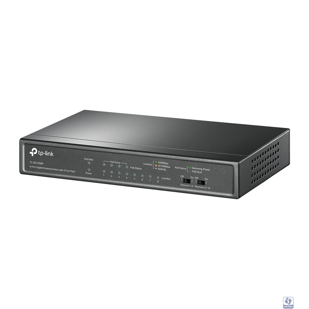 TP-Link TL-SG1008P Настольный коммутатор с 8 гигабитными портами (4 порта PoE+)