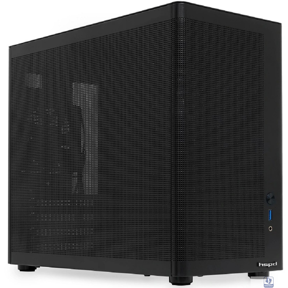 Case HSPD M210, Mesh Mid Tower, Black, 0.7 SPCC, 1x90mm mATX, mITX 140/280/150mm 1x2.5", 1x3.5", 4xPCI 1xUSB-A 3.0 302x168x350mm