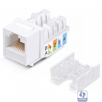 WRline Вставка Keystone Jack RJ-45, 90 градусов, категория 5e, неэкранированная, заделка тип 110, цвет белый