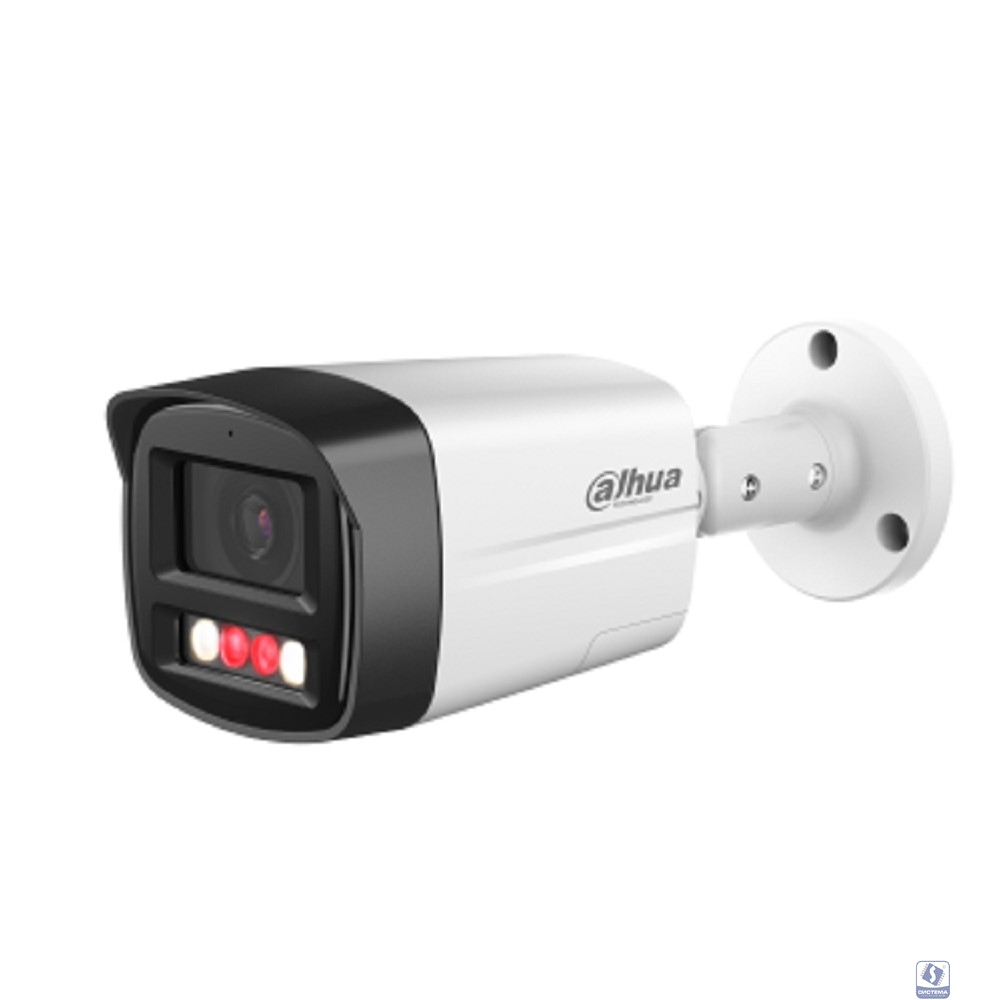 DAHUA DH-IPC-HFW2449TLP-S-PV-0360B Уличная цилиндрическая IP-видеокамера SmartDualLight 4Мп, 1/2.9” CMOS, объектив 3.6мм, видеоаналитика, микрофон+динамик, ИК 30м, LED 30м, IP67, металл
