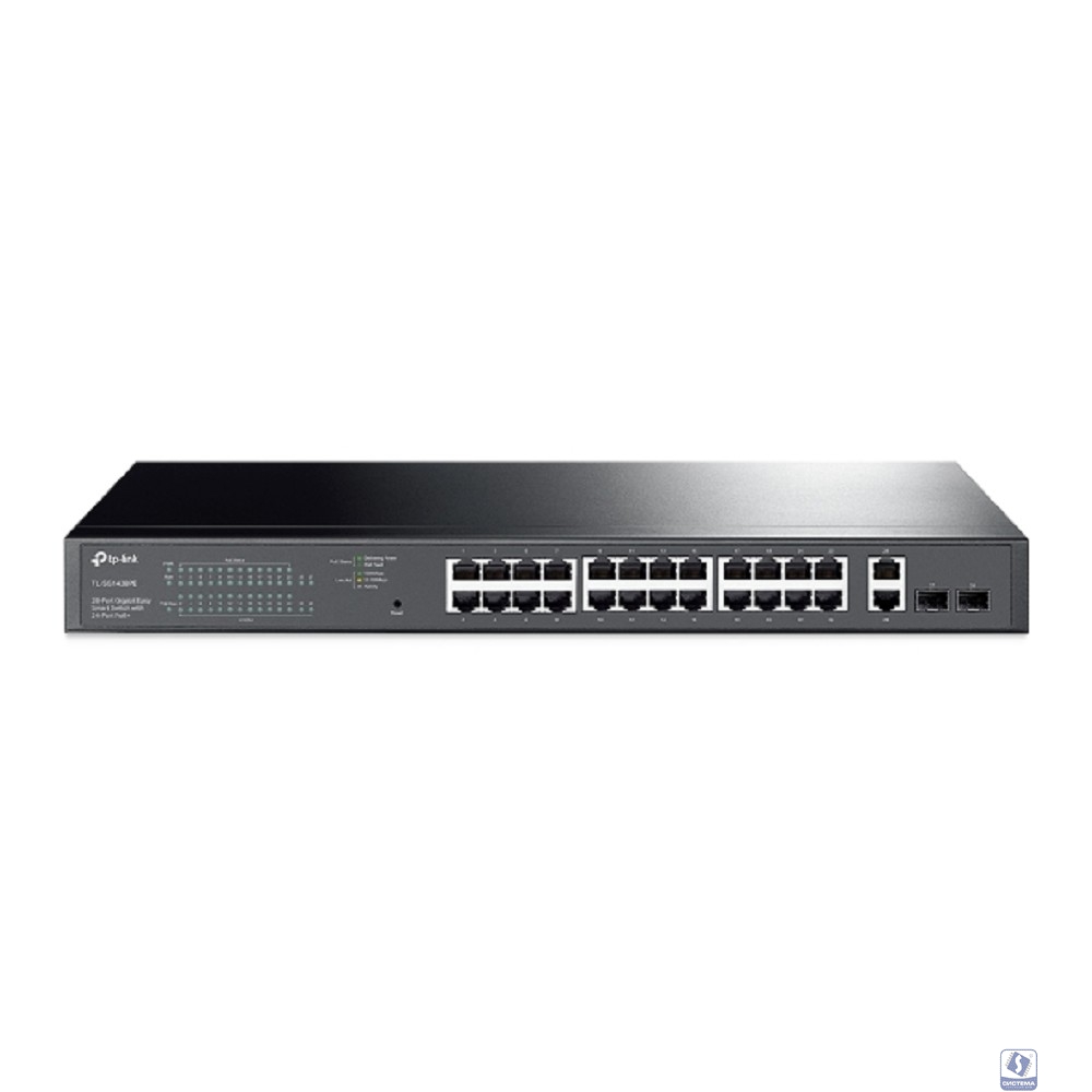 TP-Link TL-SG1428PE Коммутатор Easy Smart с 26 гигабитными портами RJ45 (24 порта PoE+) и 2 портами SFP