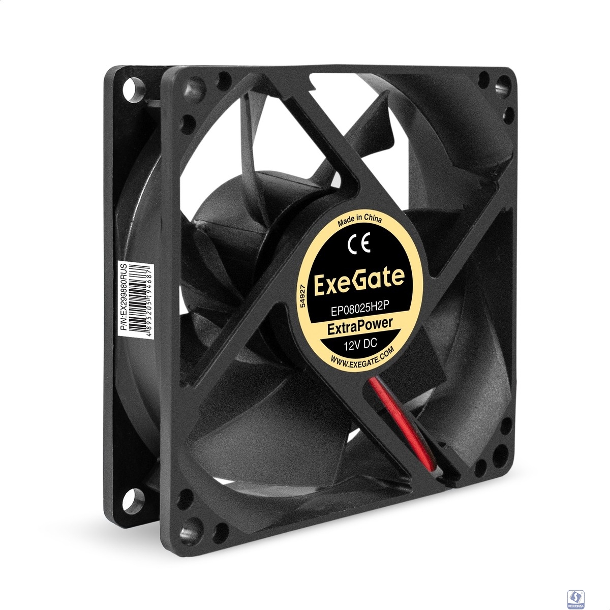Exegate EX299880RUS Вентилятор 12В DC ExeGate ExtraPower EP08025H2P (80x80x25 мм, Hydraulic bearing (гидродинамический), 2pin, 2800RPM, 24dBA)