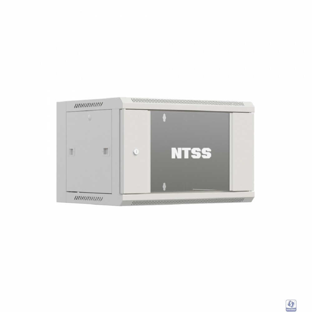 NTSS Шкаф настенный телекоммуникационный NTSS W 9U 600х450х500мм, 2 профиля 19, дверь стеклянная, боковые стенки съемные, задняя стенка, разобранный, серый RAL 7035 NTSS-W9U6045GS-2