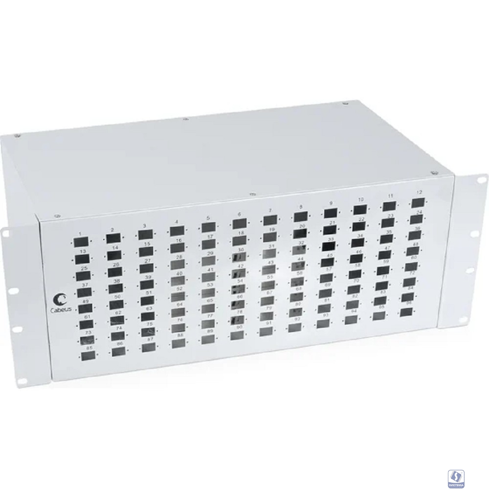 Cabeus FO-19-96SC Кросс бокс оптический 19" на 96 SC (LC duplex) со сплайс-кассетой и КДЗС (без пигтейлов и проходных адаптеров)